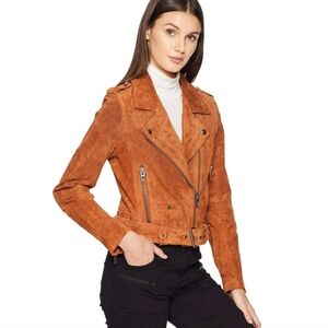 Blank NYC Women's El Dorado Morning Suede Leather Moto Jacket Coat Sz XS